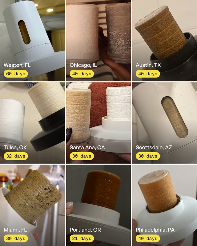 Customer filters, Showerhead