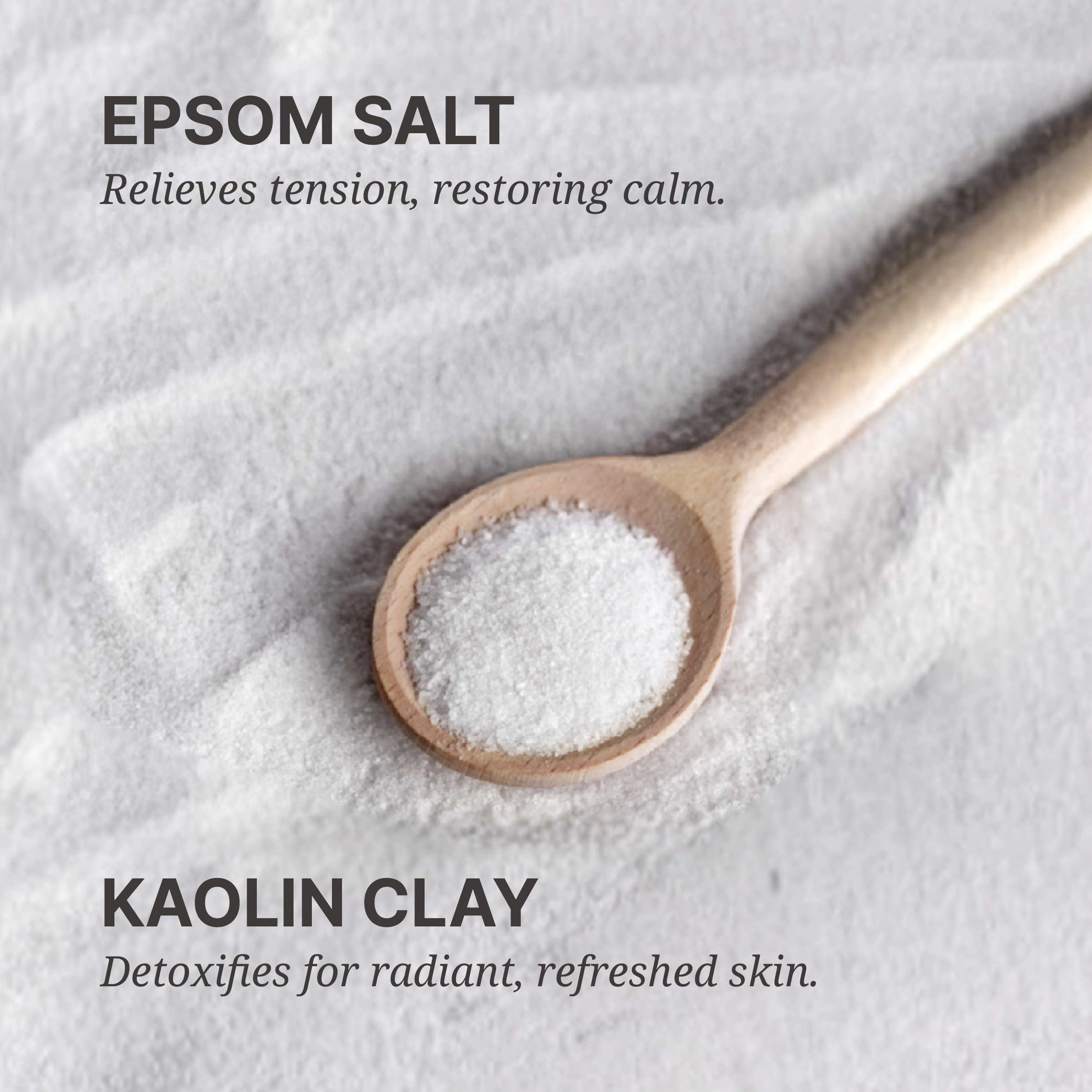 Breakdown of spa-grade Epsom salt and kaolin clay in SecondShower’s aroma infusers, elevating your shower to a natural, premium experience.